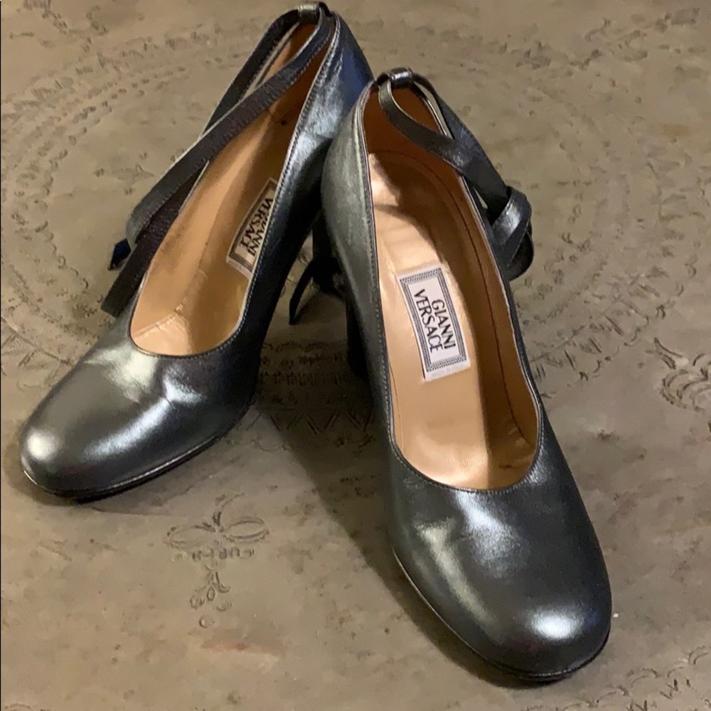 Gianni Versace Silver Lace-Up Heel.